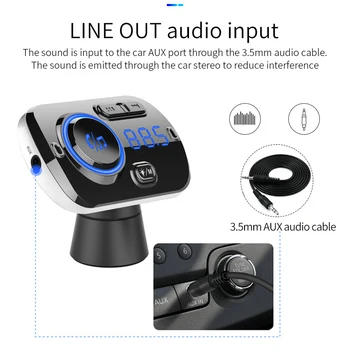 Bluetooth FM Aux Hlasový Asistent Handsfree Súprava do Auta QC3.0 Rýchlo Nabíjačka Dual USB Podporu SiRi TF Karty pre Dve Zariadenia