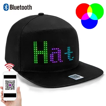 Bluetooth LED Klobúk RGB Farebný Programovateľné Matrix Displej Rada, Strana šiltovku Rybár Klobúk DIY Mäkké Bavlnené Obrazovke Spp