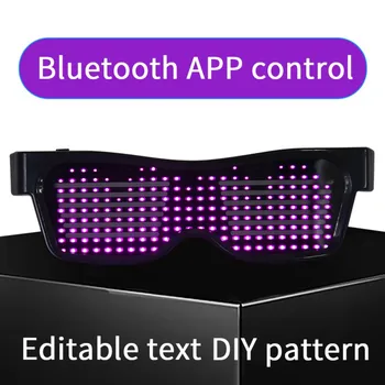 Bluetooth LED Party Okuliare Dynamické Blikajúce Svetlo Okuliare APP Riadenie Svetelné Okuliare DJ Elektrické Slabiky Party Okuliare