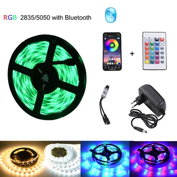Bluetooth LED Pás Svetla 20M RGB 5050 SMD Pružný pás s nástrojmi Vodotesný LED Svetlo 5M 10 M Pásky Dióda DC 12V Ovládanie