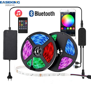 Bluetooth LED Pásy Svetlo RGB SMD 5050 Pružný pás s nástrojmi Nepremokavé RGB LED Svetlo 15M Pásky 12V Bluetooth Ovládanie led pásy alexa