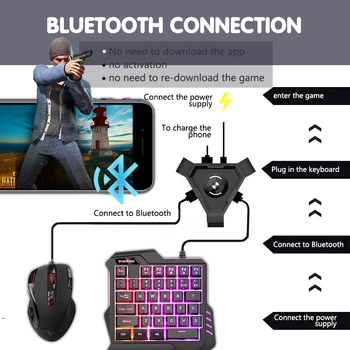 Bluetooth Mobile Gamepad USB Prijímač, Adaptér pre Myš, Klávesnicu PUBG Hra Converter Pre Android Telefónu k PC, Plug and Play