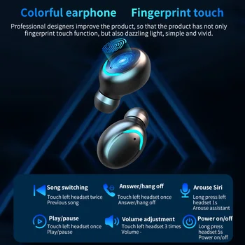 Bluetooth Slúchadlo TWS V5.0 9D Bezdrôtové Stereo Slúchadlá Športové Vodotesné Slúchadlá Mini Pravda Bezdrôtové Slúchadlá pre mobil