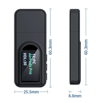 Bluetooth Vysielač a Prijímač Bezdrôtovej LCD Displej USB Prijímač o Vysielač pre PC TV Auta, 3.5 mm AUX Adaptér