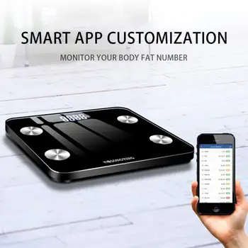 Bluetooth-Váhy Inteligentné Podlahové telesný Tuk Stupnice Smart LED Displej Telo Váhy Svalovej Hmoty a BMI Digitálnej Stupnice