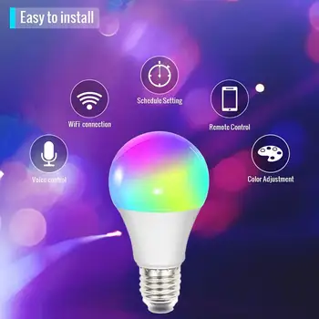 Bluetooth, WiFi Pripojenie E27 Smart LED Žiarovky 85-265V Magic RGB APLIKÁCIE Hlasové Ovládanie Prebudiť Lampy Kompatibilné Alexa