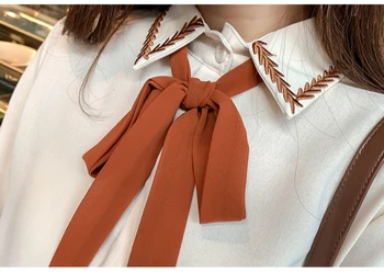 Blusas mujer de moda 2021 dámske letné blúzky šifón, blúzky, ženy košele luk zase dole golier office biela blúzka 3756 50