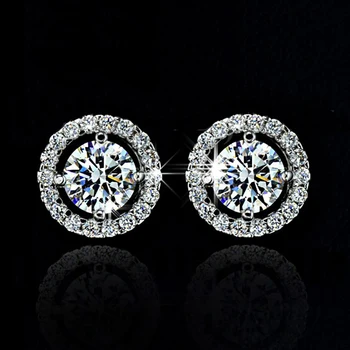 BOEYCJR 925 Silver 0.3/0.5 ct/1ct F farba Moissanite VVS Jemné Šperky Diamond Stud Náušnice S vnútroštátne osvedčenie pre Ženy