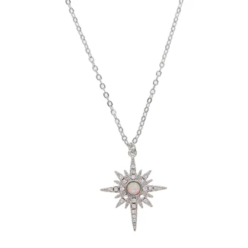 Bohemia Jemné sun flower fire opal prívesok Náhrdelníky tenké reťazca elegantná chocker náhrdelník clear zircons pre ženy, dievčatá bijoux