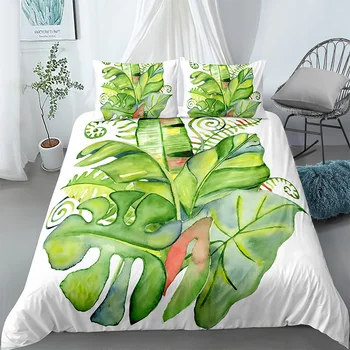 Boho Dekor bytový Textil Zelená Kaktus Šťavnaté posteľná bielizeň Nastaviť Rastlina Listy Perinu obliečka na Vankúš 3D Posteľ Sady