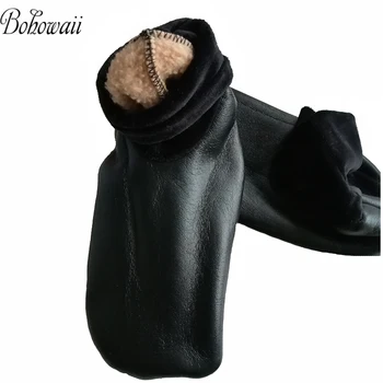 BOHOWAII Hrubé Kožené Unisex Ponožky Muži Ženy Harajuku Moslimských Zimné Nepremokavé Ponožky pre Veľkosť 34-43 Skarpetki