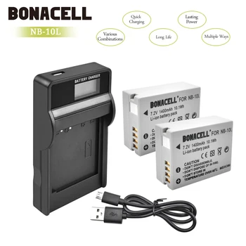 Bonacell 1400mAh NB-10 L NB10L NB 10 L Batérie+LCD Nabíjačka pre Canon G1X G15 g16, ansel SX40HS SX50HS SX60HS SX40 SX50 SX60 Bateria L10