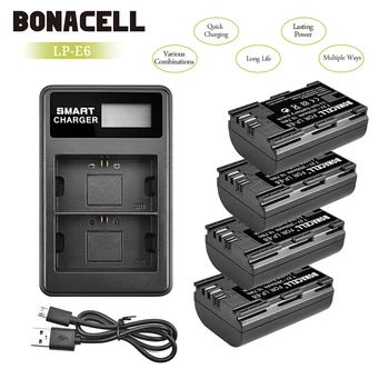 Bonacell 2.6 Ah LP-E6 LP E6 Battery + LCD Duálny Nabíjačka pre Canon 7D Mark II Fotoaparátu EOS 60D 70 D 80D pre EOS 5D Mark II, III, IV, v