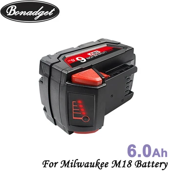 Bonadget 6000mAh 18 voltové Batérie Milwaukee M18 48-11-1815 48-11-1850 2604-22 2604-20 2708-22 2607-22 Náradie Batérie