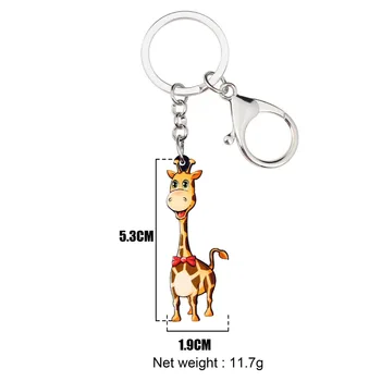 Bonsny Akryl Kreslených Happy Žirafa Kľúčenky Keychain Krúžky Kabelka Auto Charms Afrike Zvierat Šperky Pre Ženy, Dievčatá Dospievajúce Dieťa
