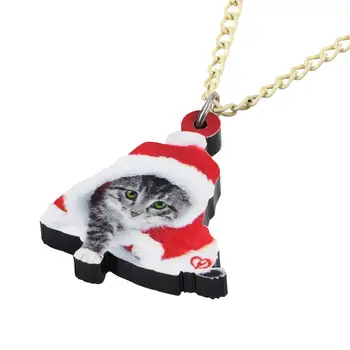 Bonsny Akryl Vianočný Kostým Krátke Vlasy Cat Kitten Náhrdelník Nezávislá Reťazca Festival Dekorácie, Šperky Pre Lady Dievča, Chlapec Darček