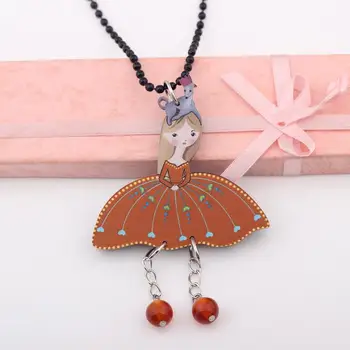 Bonsny anjel dievčatá nové golier & prívesok náhrdelník farebné pre dievča krásne roztomilý obrázok akryl žena šperky víla krídla