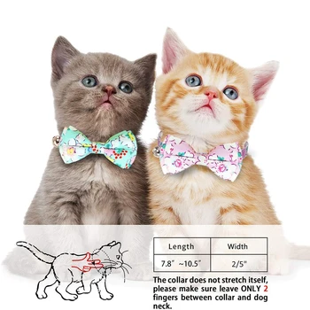 Bonus za odlúčeného Mačka Golier s Bell a motýlikom Kvet Kvetinový Vzor Kúzlo Nastaviteľné Bezpečnostné Mačiatko Obojky pre Mačky Kitty Šteňa