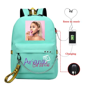 Bookbag Mochila Feminina Ariana Grande Batoh Usb Nabíjanie Školské Tašky Dospievajúce Dievčatá Notebook Späť Pack Ženy Cestovanie Bagpack