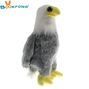 BOOKFONG 26 cm Simulácia Plešatý Eagle Plyšové Hračky Plyšové plyšáka Vták Realisticky Eagle Bábika Detí, Narodeniny Darček Kolekcie