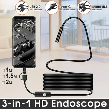 Boroscope Fotoaparát 2m 1m Flexibilné Had Endoskopu Fotoaparát Boroscope 5,5 mm 7 mm Objektív MircroUSB TYP C pre Smartphone Android, PC, MAC