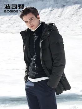 BOSIDENG zimné zahustiť nadol bunda pre mužov s kapucňou dole kabát teplé outwear stredne dlhé, pravidelné top nepremokavé šesť farieb B80141021