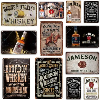 Bourbon Whisky Vintage Kovové Prihlásiť Tin Prihlásiť Doska, Kov Vintage Retro Steny Výzdoba pre Bar, Pub Club Muž Jaskyňa Kovové Značky Plagát