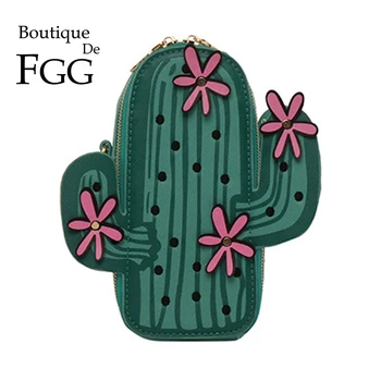 Boutique De FGG Roztomilý Kaktus Tvar značkové Kabelky Ženy Crossbody Tašky Reťazca Ramenný program Messenger Tašky Bolsa Feminina