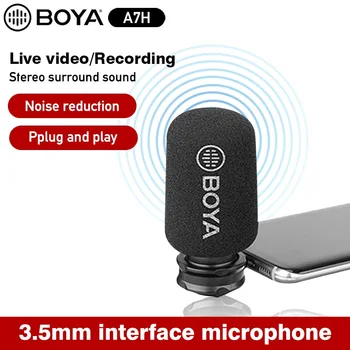 BOYA BY-A7H 3,5 mm Rozhranie Kondenzátora Video Vlogging Nahrávanie Mikrofón pre iPhone Samsung Huawei IGTV Youtube Rozhovor Zobraziť