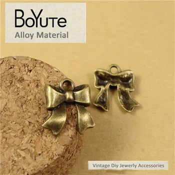 BoYuTe (100 Ks/Lot) 18*16 Antické Bronzové Pozlátené Zliatiny Kovov Bowknot zobrazili kľúčové tlačidlá pre Šperky, Takže Zistenia Príslušenstvo