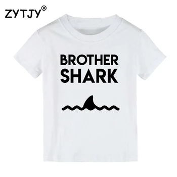 Brat Shark Tlač Deti tshirt Chlapec Dievča tričko Pre Deti Batoľa Oblečenie Zábavné Tumblr Top Tees Kvapka Loď CZ-73