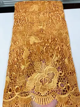Bright gold kábel tylu čipky textílie pre módne šaty francúzskej čipky textílie JRB-206619 vyšívané čipky textílie pre fashion show