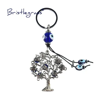 BRISTLEGRASS tureckej Modrej Zlé Oko, ktorí Chcú Strom kľúčenky Krúžok Držiak Keychain Amulety Lucky Charm Prívesky Požehnanie Ochrany