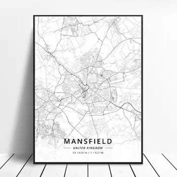 Bristol Vaňa Bournemouth Chester Ipswich Mansfield Milton Keynes Spojené Kráľovstvo Mapa Plátno Umenie Plagátu