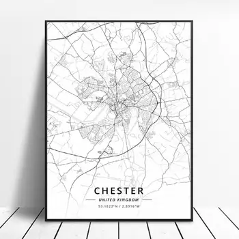 Bristol Vaňa Bournemouth Chester Ipswich Mansfield Milton Keynes Spojené Kráľovstvo Mapa Plátno Umenie Plagátu
