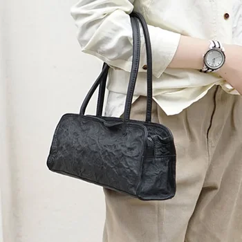 Britský štýl retro móda malá čierna ručné cowhide taška, lady kožené rameno, kabelka, bežné pečivo ženy násobne Taška