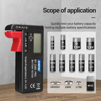 BT-168 PRO Digital Kapacita Batérie Tester pre 18650 14500 Lithum 9V 3,7 V 1,5 V AA AAA Bunky C D Tester Batérií