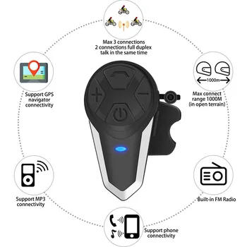 BT-S3 Intercom Motocyklové Prilby Náhlavnej súpravy Bluetooth Slúchadlá Motorke Komunikačný Systém FM Rádio