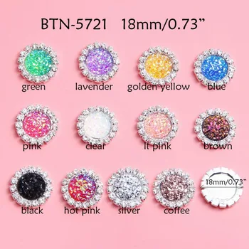 BTN-5721 18 mm 100KS dekoratívne bling AB lesk lesk crystal drahokamu tlačidlá ploché späť embellishment môže mix farieb