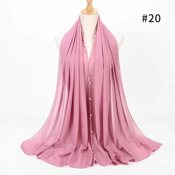 Bublina Bhiffon Šatku Zlatých Korálikov Pearl Šatku, Šál Foulard Femme Hidžáb Moslimská Šatka 20 farba 180*75 cm