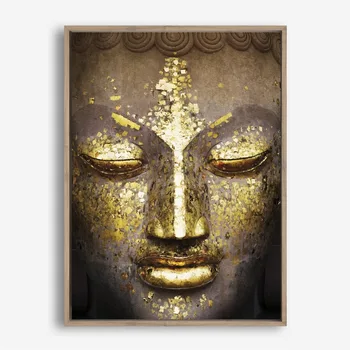 Buddha Tvár Zlato umelecké Diela Plagáty a Tlačí na Steny umelecké Dekoratívne Obrázok Plátno, Maľovanie Na Obývacia Izba Domova bez rámu