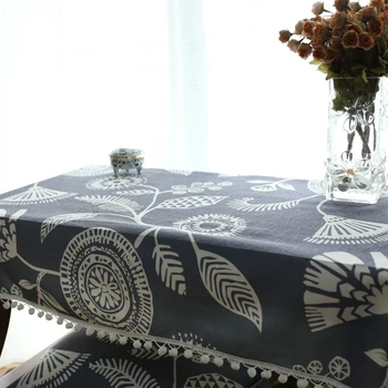 Budloom šedá flóry obrus kuchyňa poly-bavlnený obrus bytový textil teapoy tabuľka kryt