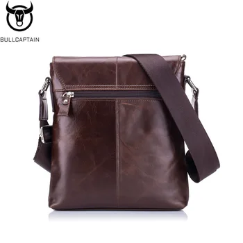 BULLCAPTAIN mužov prvá vrstva kože ramenný messenger taška kožené business casual módy multi-function kožená taška cez rameno