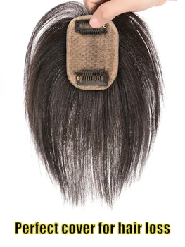 BUQI Syntetické príčesky Clip in príčesky s Ofinou Rovno Hairpiece Top Kus Brown Black pre Ženy