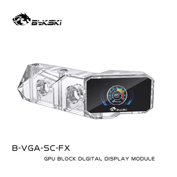 BYKSKI Vertikálne GPU Vodný Blok Mount Teplomer,Zobrazenie Teploty na LCD Obrazovke Komponent,Čierna,Transparentná,G1/4 ,B-VGA-SC-FX