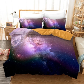 Bytový Textil Galaxia 3d posteľná bielizeň Nastavený Vesmír Vytlačené Perinu Set s obliečka na Vankúš Cumlík posteľná bielizeň Sady Twin Plný Kráľovná Kráľ