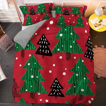 Bytový Textil Vianočný Stromček posteľná bielizeň Set 2/3KS Perinu obliečka na Vankúš Vytlačené Mäkkej Tkaniny Posteľ Sady King Size Queen