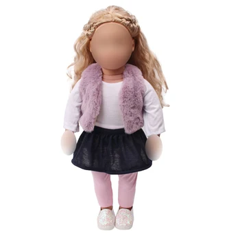 Bábika oblečenie, módne kožušiny kabát vesta v 7 farbách hračka príslušenstvo fit 18-palcové Dievča bábiky a 43 cm baby doll c702