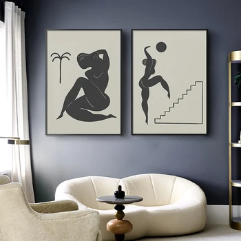 Béžová Abstraktné Maliarske Plátno grécke Dievčatá Plagáty a Vytlačí Matisse Výrezy Wall Art Galéria Obrázkov Dekor Zväzok Wall Art