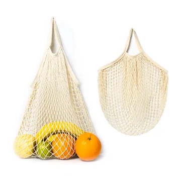 Béžová Organickej Bavlny Oka Tote Bag Opakovane Trhu S Potravinami Nákupné Tašky Ovocie Čistého Vrecka
